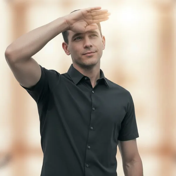 Mens_Premium_Charcoal_Grey_Blue_Half_Sleeve_Casual_Shirt_And_Regular_Fit_Cotton_Blend_Button_Down