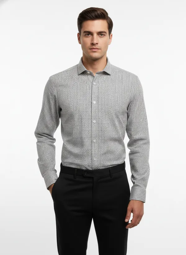 Men's_Premium_Cotton_Geometric_Micro-Print_Shirt_|_Slim_Fit_Black_&_White_Patterned_Casual_Shirt_with_Full_Sleeves