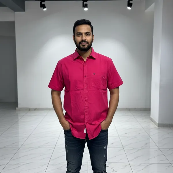 Men's_Premium_Cotton_Relaxed_Fit_Half_Sleeve_Shirt_|_Vibrant_Magenta_Pink_Graphic_Print_Shirt_with_"International_Sailing"_Back_Print
