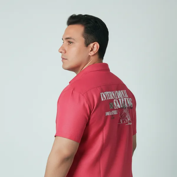 Men's_Premium_Cotton_Relaxed_Fit_Half_Sleeve_Shirt_|_Vibrant_Magenta_Pink_Graphic_Print_Shirt_with_"International_Sailing"_Back_Print