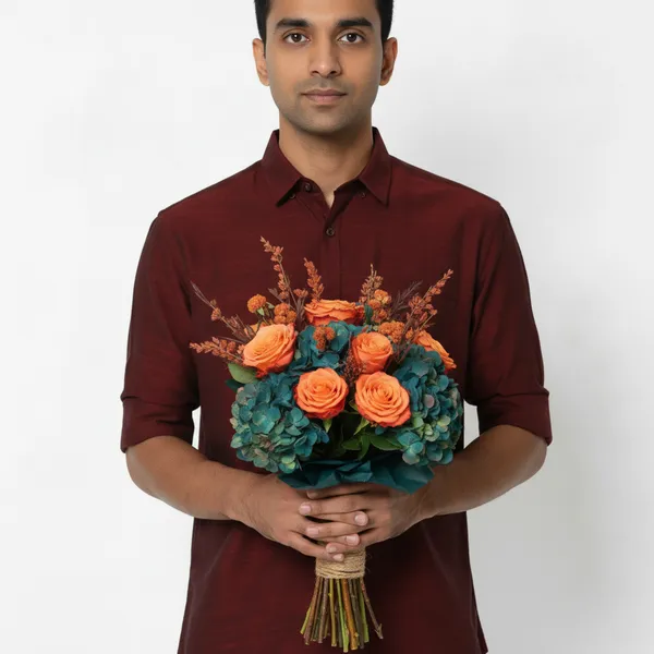 Men’s_Premium_Maroon_Textured_Linen_Slim_Fit_Casual_Shirt_|_Full_Sleeve_Solid_Maroon_Shirt_with_Chest_Pocket