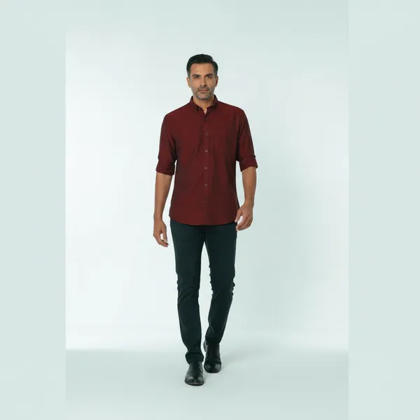 Men’s_Premium_Maroon_Textured_Linen_Slim_Fit_Casual_Shirt_|_Full_Sleeve_Solid_Maroon_Shirt_with_Chest_Pocket