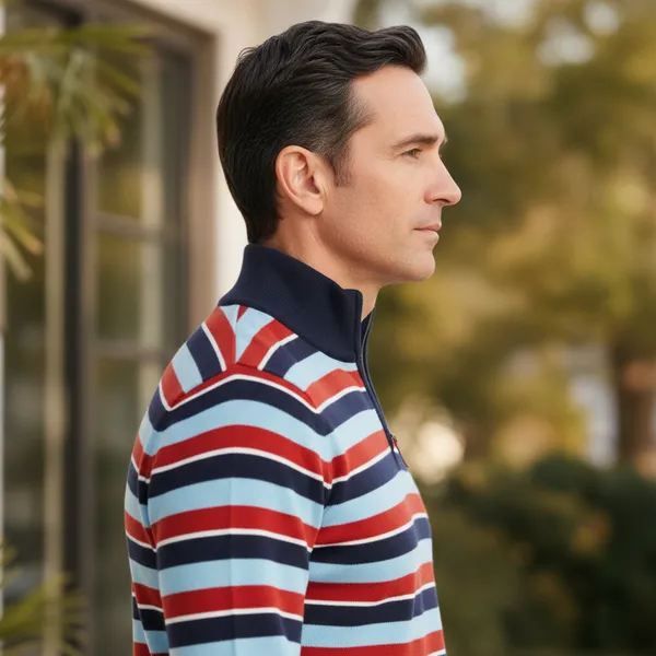 Men_S_Premium_Multi_Color_Striped_Half_Zip_Sweater_And_Cotton_Blend_Quarter_Zip_Pullover_And_Slim_Fit_Nautical_Knitwear_For_Men