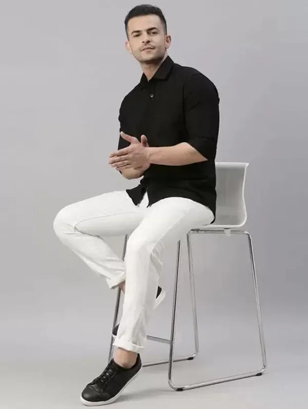 Green_And_Black_Cotton_Blend_Shirt_For_Men_Pack_Of_2