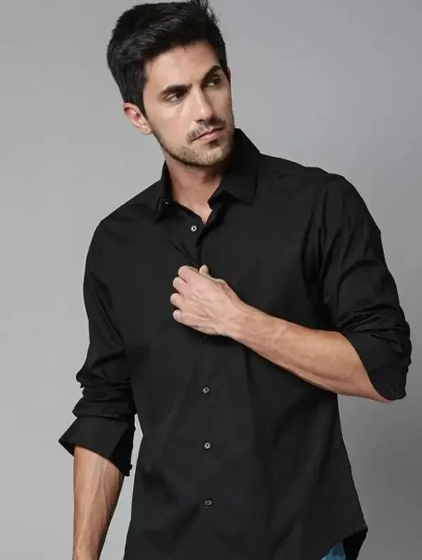 Green_And_Black_Cotton_Blend_Shirt_For_Men_Pack_Of_2