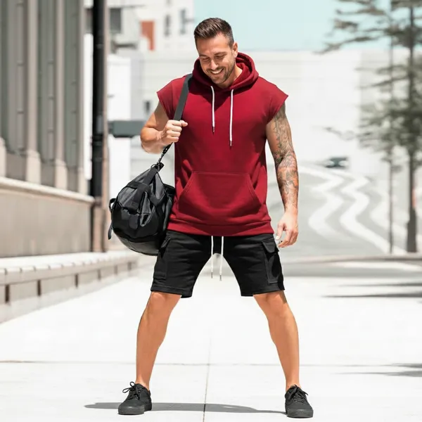 Muscle_Fit_Hoodie_For_Men_Breathable_Red_Gym_Hoodie