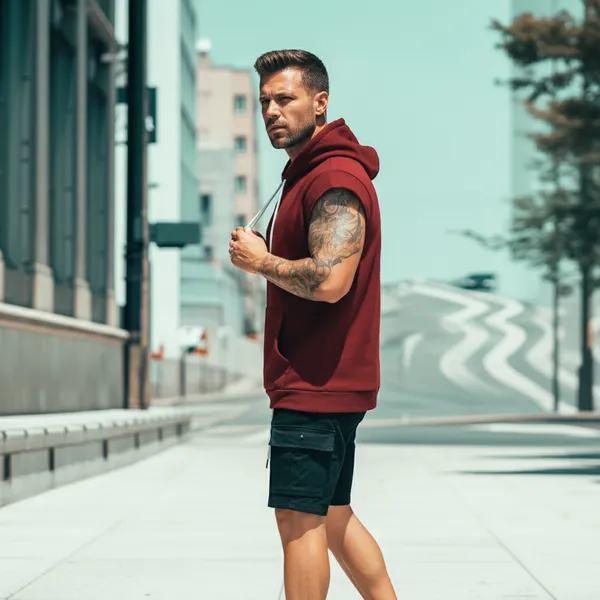 Muscle_Fit_Hoodie_For_Men_Breathable_Red_Gym_Hoodie
