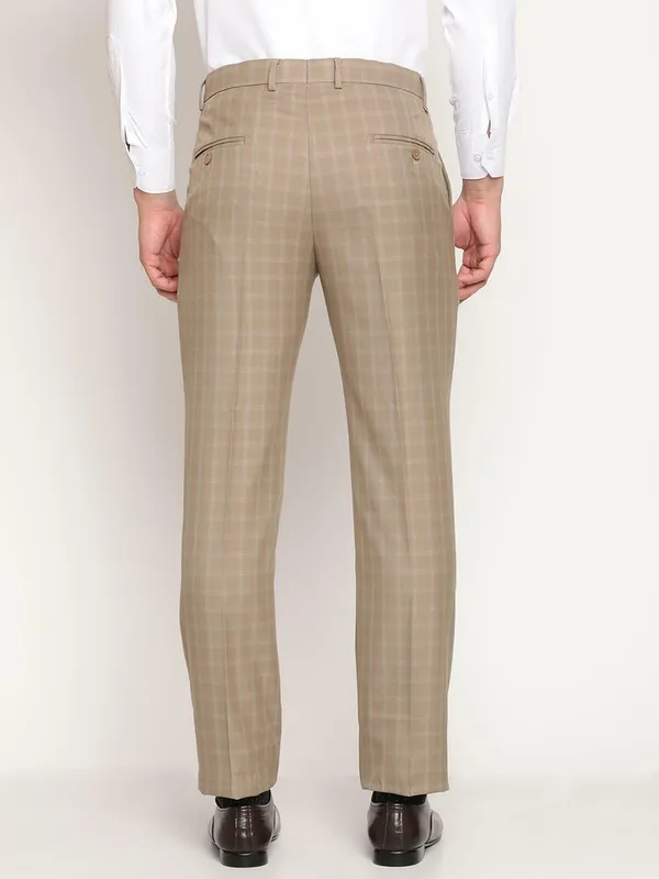 Premium_Men's_Khaki_Plaid_Check_Formal_Trousers_-_Slim_Fit,_Cotton_Blend,_Breathable_Business_Pants
