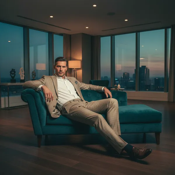 Premium_Men's_Khaki_Plaid_Check_Formal_Trousers_-_Slim_Fit,_Cotton_Blend,_Breathable_Business_Pants
