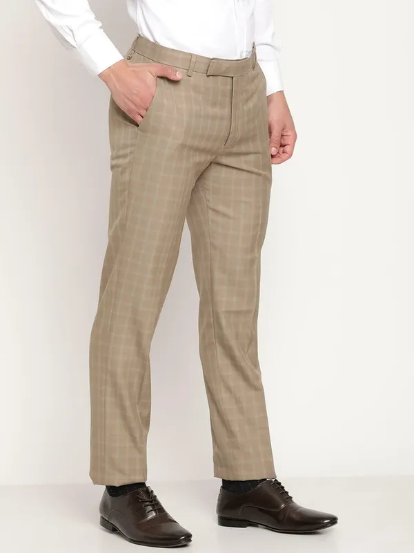 Premium_Men's_Khaki_Plaid_Check_Formal_Trousers_-_Slim_Fit,_Cotton_Blend,_Breathable_Business_Pants