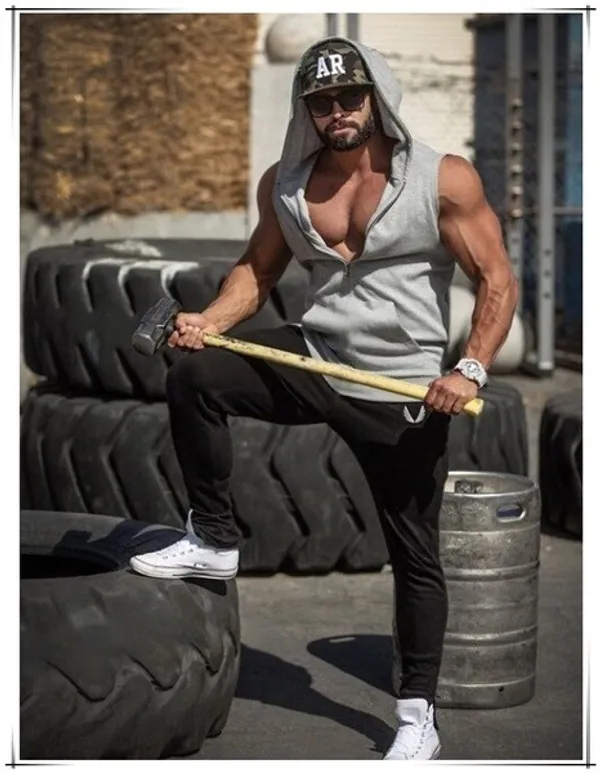 Men_S_Sleeveless_Hooded_Zipper_Workout_Tank_Top_Solid_Color_Casual_Gym_Fitness_Vest