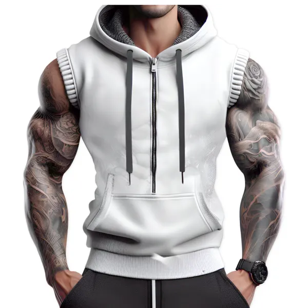 Men_S_Sleeveless_Hooded_Zipper_Workout_Tank_Top_Solid_Color_Casual_Gym_Fitness_Vest