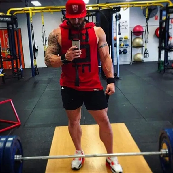 Men_S_Sleeveless_Gym_Hoodie_Breathable_Muscle_Fit_Workout_Vest_And_Red_With_Black_Drawstrings_Gym_Wear_For_Bodybuilding_And_Crossfit