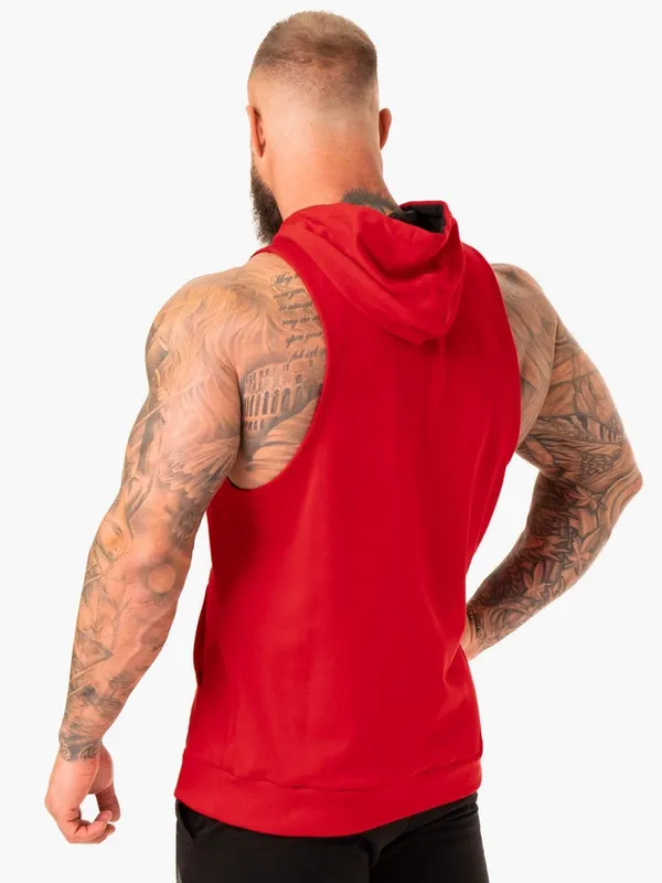 Men_S_Sleeveless_Gym_Hoodie_Breathable_Muscle_Fit_Workout_Vest_And_Red_With_Black_Drawstrings_Gym_Wear_For_Bodybuilding_And_Crossfit