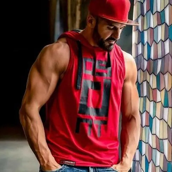 Men_S_Sleeveless_Gym_Hoodie_Breathable_Muscle_Fit_Workout_Vest_And_Red_With_Black_Drawstrings_Gym_Wear_For_Bodybuilding_And_Crossfit