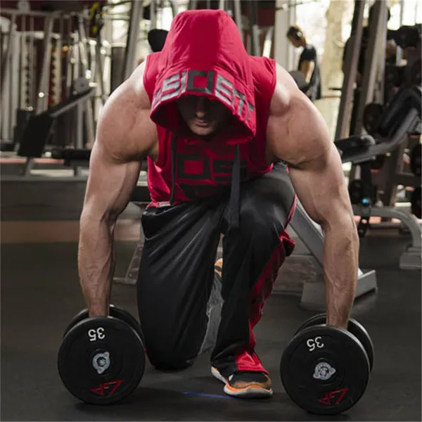 Men_S_Sleeveless_Gym_Hoodie_Breathable_Muscle_Fit_Workout_Vest_And_Red_With_Black_Drawstrings_Gym_Wear_For_Bodybuilding_And_Crossfit