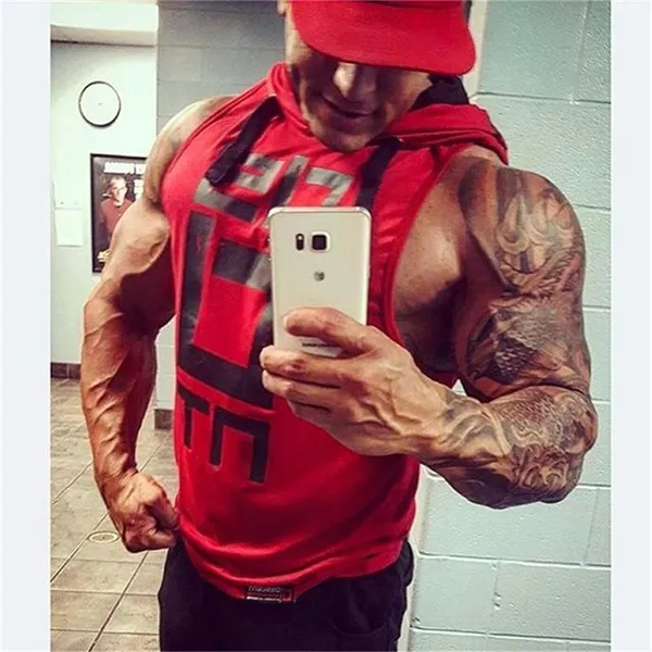 Men_S_Sleeveless_Gym_Hoodie_Breathable_Muscle_Fit_Workout_Vest_And_Red_With_Black_Drawstrings_Gym_Wear_For_Bodybuilding_And_Crossfit