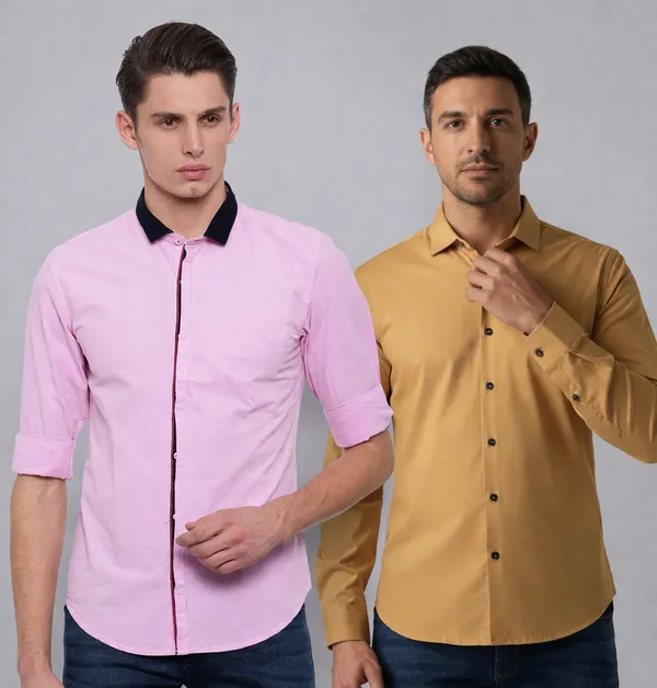 Yellow_And_Pink_Shirt_For_Men_Pack_Of_2