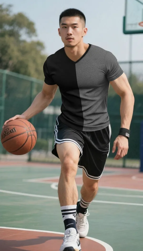 Hot_Button_Men_S_Two_Tone_V_Neck_T_Shirt_Black_And_Grey_Short_Sleeve_Slim_Fit