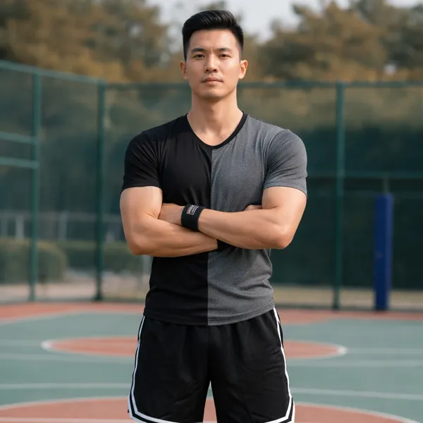 Hot_Button_Men_S_Two_Tone_V_Neck_T_Shirt_Black_And_Grey_Short_Sleeve_Slim_Fit