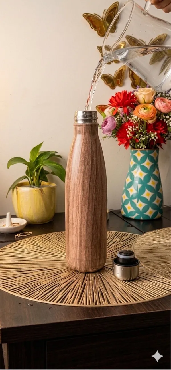 Dizionario_Stainless_Steel_Water_Bottle_Flask_With_Double_Wall_In_Wooden_Look_-_26X6.5_X_26_Cm.