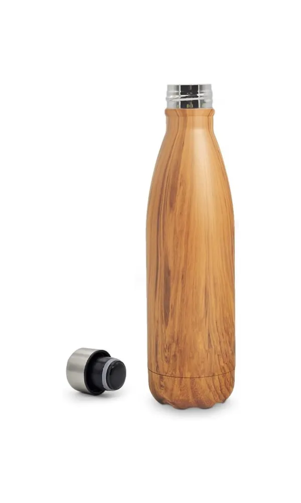 Dizionario_Stainless_Steel_Water_Bottle_Flask_With_Double_Wall_In_Wooden_Look_-_26X6.5_X_26_Cm.