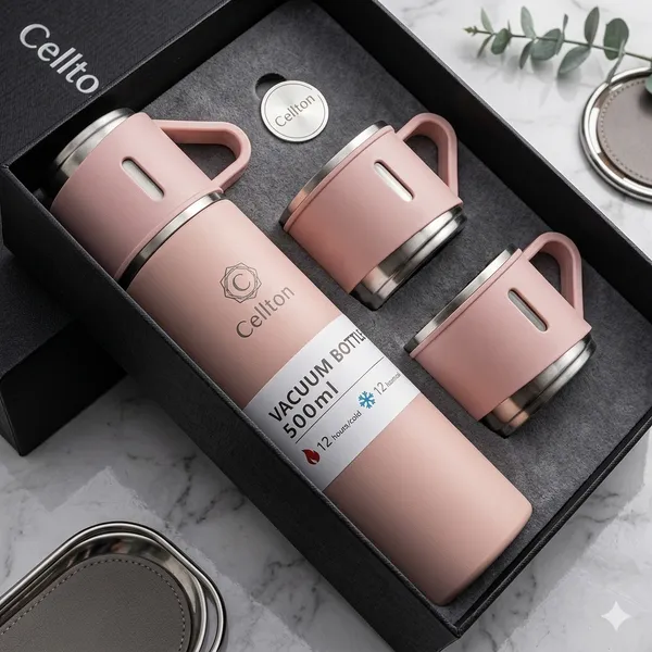Double_Wall_Stainless_Steel_Thermo_500Ml_Vacuum_Insulated_Bottle_Water_Flask_Set_With_Two_Cups_Hot_And_Cold_|_Corporate_Diwali_Gift_Items_For_Employees_|_Assorted_Color