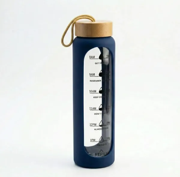 Time_Marked_Motivational_Glass_Water_Bottle_With_Bamboo_Lid_And_Carrying_Strap_Navy_Blue