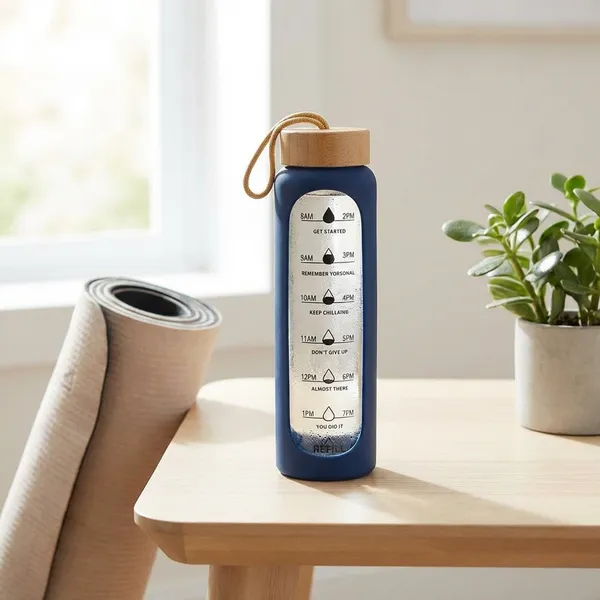 Time_Marked_Motivational_Glass_Water_Bottle_With_Bamboo_Lid_And_Carrying_Strap_Navy_Blue