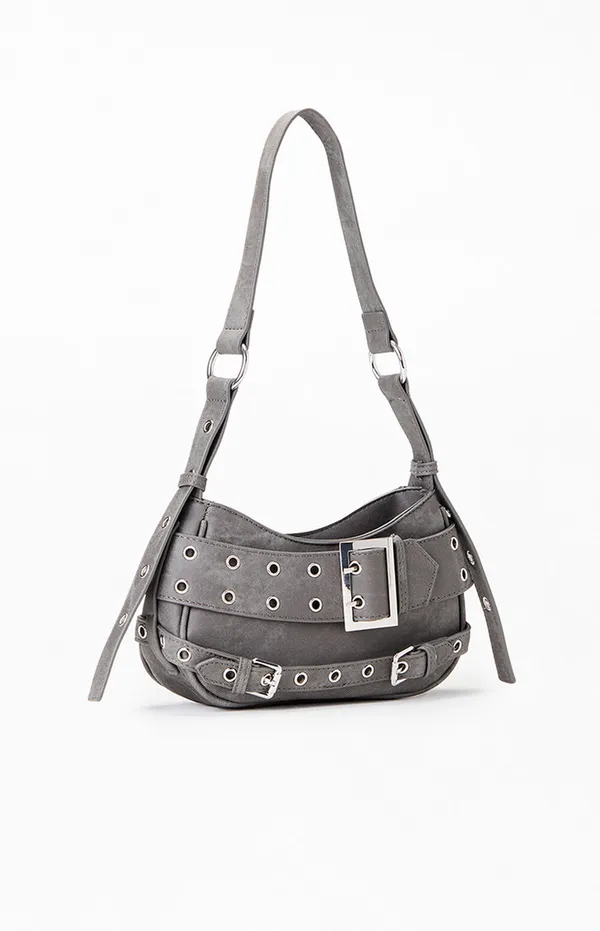 Women’s_Grey_Eyelet_Belt_Baguette_Shoulder_Bag_|_Trendy_Faux_Leather_Sling_Bag_for_Girls_|_Retro_Buckle_Mini_Purse_for_Daily_Use,_College,_Travel_&_Parties