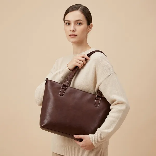 Women’s_Classic_Leather_Laptop_Tote_Bag_with_Detachable_Sling_Strap_–_Large_Office_Shoulder_Handbag_with_Zipper_&_Padded_Compartment