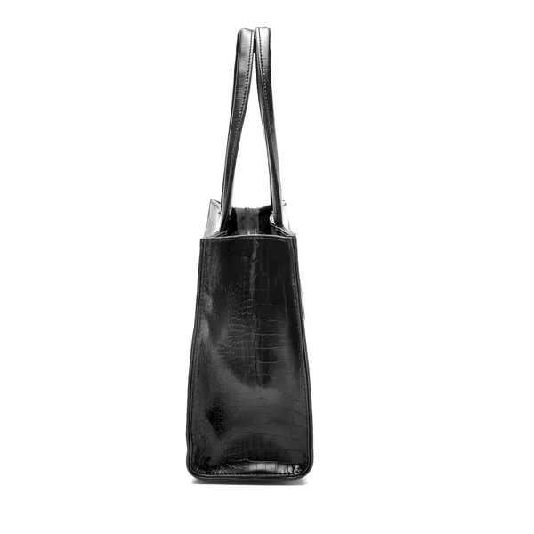 Women's_Black_Croc-Textured_Tote_Bag