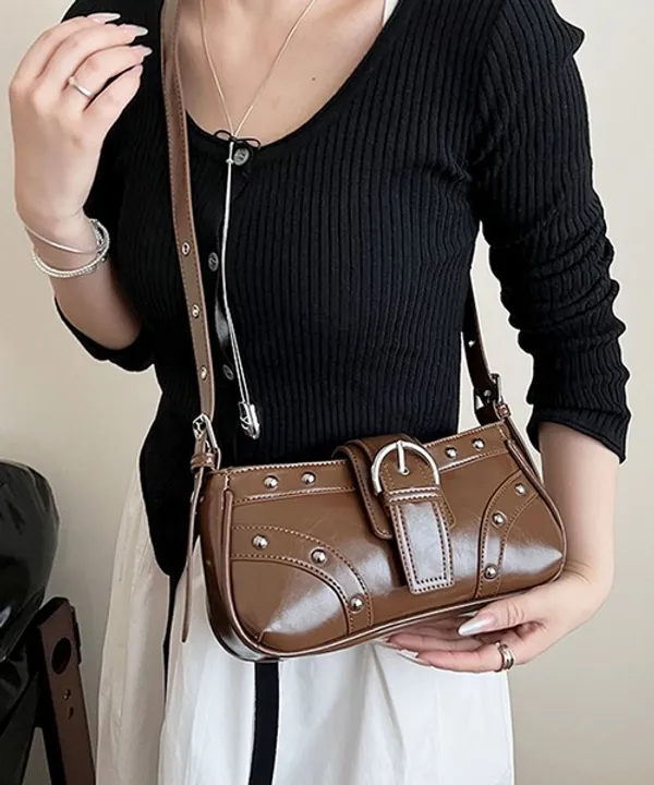 Women’s_Glossy_Faux_Leather_Baguette_Shoulder_Bag_|_Retro_Studded_Buckle_Sling_Bag_for_Girls_|_Trendy_Mini_Shoulder_Purse_for_Daily_Use,_Travel,_College_&_Parties