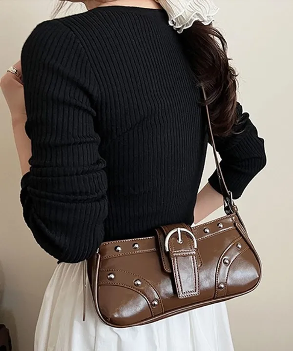 Women’s_Glossy_Faux_Leather_Baguette_Shoulder_Bag_|_Retro_Studded_Buckle_Sling_Bag_for_Girls_|_Trendy_Mini_Shoulder_Purse_for_Daily_Use,_Travel,_College_&_Parties