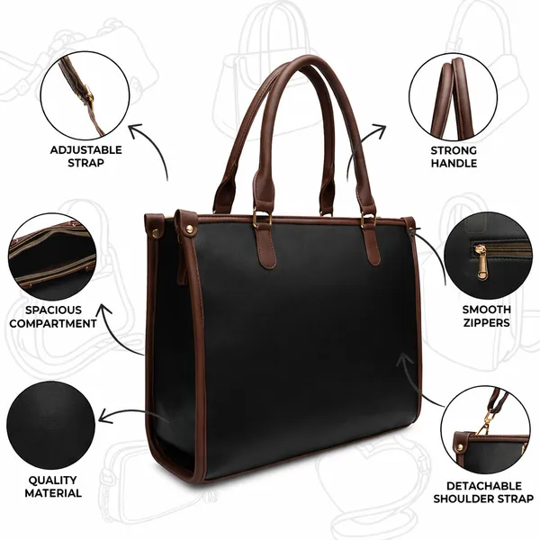 Black_And_Brown_Office_Tote_Bag_And_Structured_Handbag_For_Women