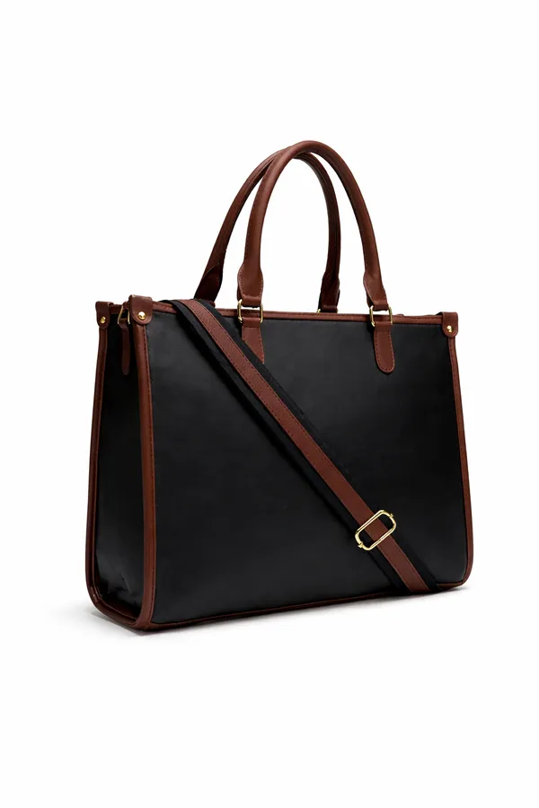 Black_And_Brown_Office_Tote_Bag_And_Structured_Handbag_For_Women