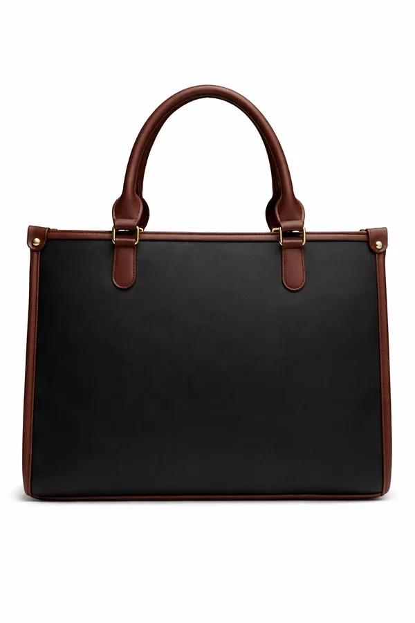 Black_And_Brown_Office_Tote_Bag_And_Structured_Handbag_For_Women