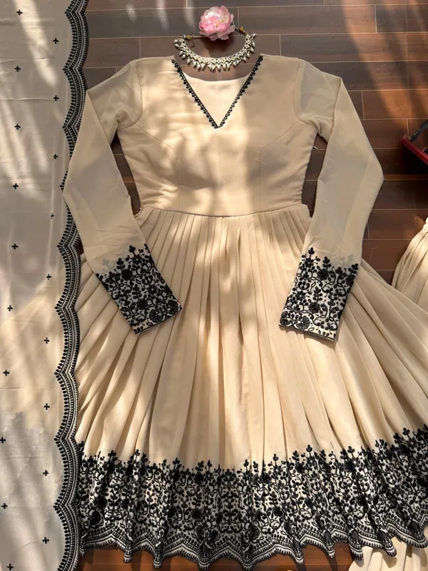 Beige_Silk_Blend_Premium_And_Fancy_Design_Anarkali_Suit_Set_For_Women
