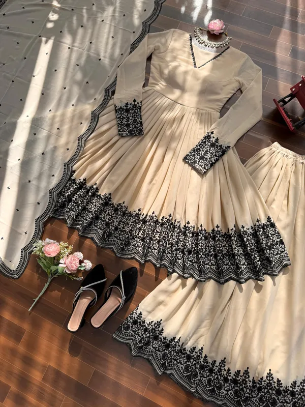 Beige_Silk_Blend_Premium_And_Fancy_Design_Anarkali_Suit_Set_For_Women