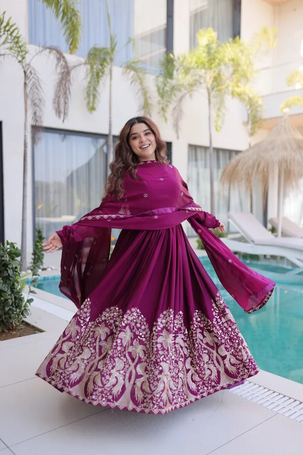 Maroon_Silk_Blend_Premium_And_Fancy_Design_Anarkali_Suit_Set_For_Women