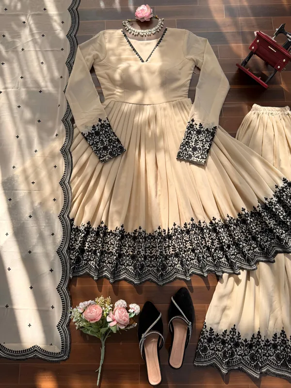 Beige_Silk_Blend_Premium_And_Fancy_Design_Anarkali_Suit_Set_For_Women