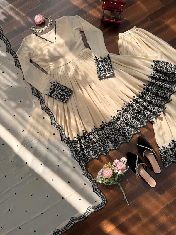 Beige_Silk_Blend_Premium_And_Fancy_Design_Anarkali_Suit_Set_For_Women