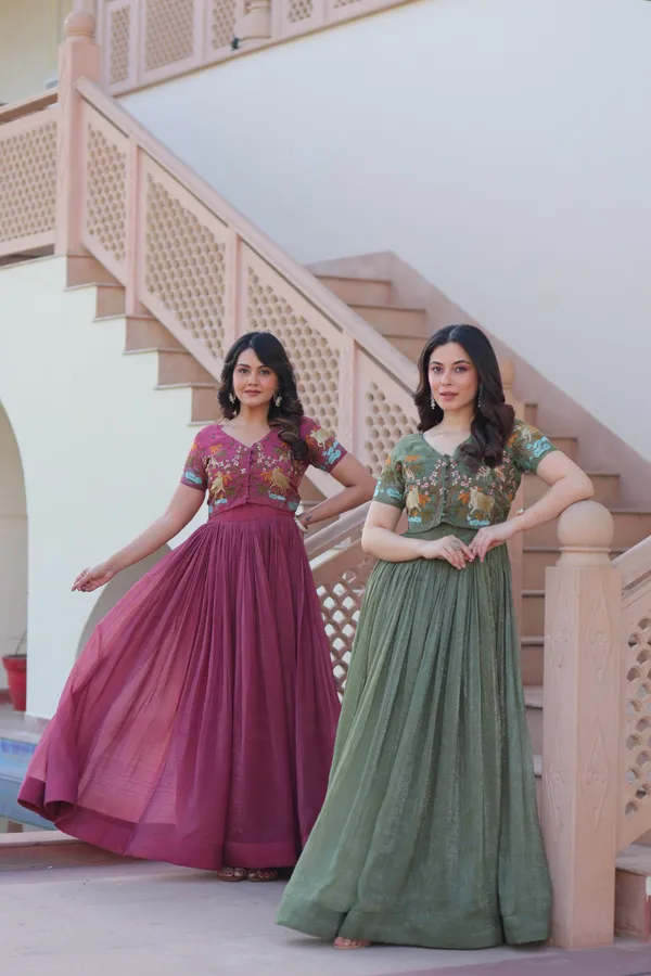 Maroon_Satin_Premium_And_Fancy_Design_Crop_Top_&_Skirt_Set_For_Women