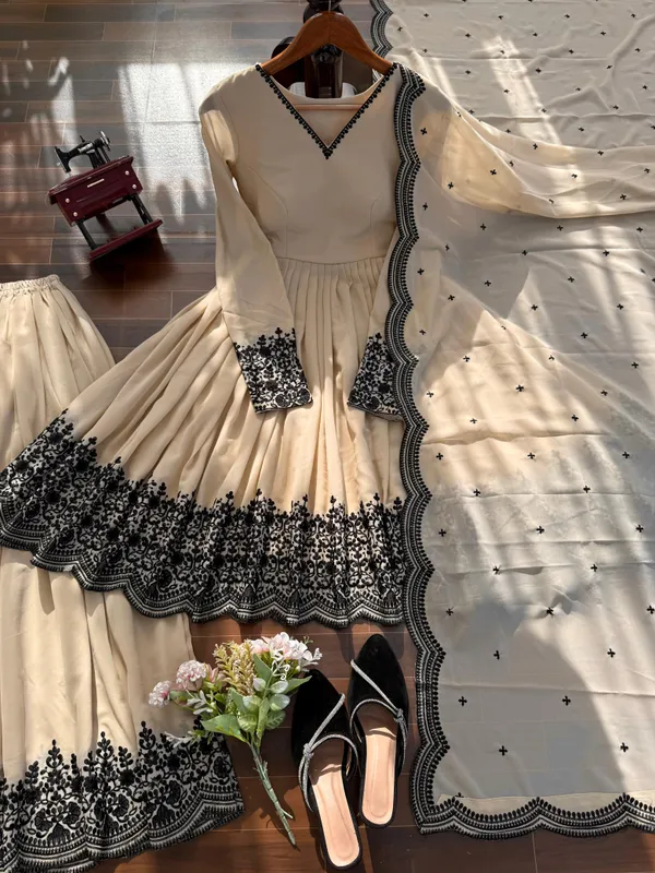 Beige_Silk_Blend_Premium_And_Fancy_Design_Anarkali_Suit_Set_For_Women
