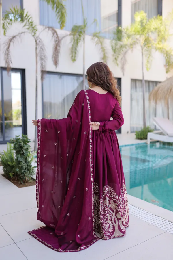 Maroon_Silk_Blend_Premium_And_Fancy_Design_Anarkali_Suit_Set_For_Women