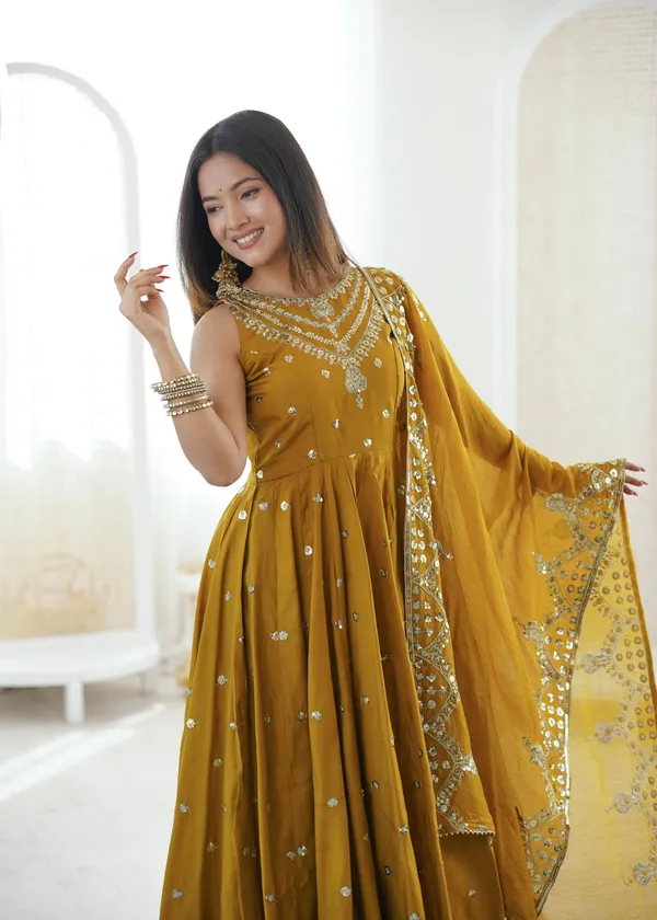 Mustard_Yellow_Net_Premium_And_Fancy_Design_Anarkali_Suit_Set_For_Women