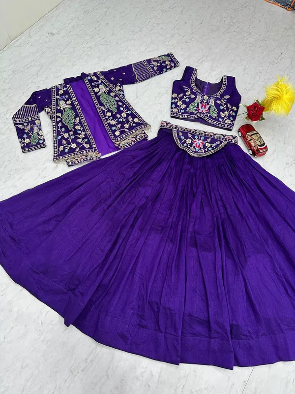 Blue_Vichitra_silk_Lehenga_Choli_For_women