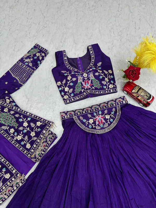 Blue_Vichitra_silk_Lehenga_Choli_For_women
