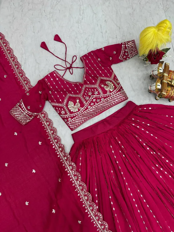 Pink_Pure_Vichitra_Lehenga_Choli_For_women