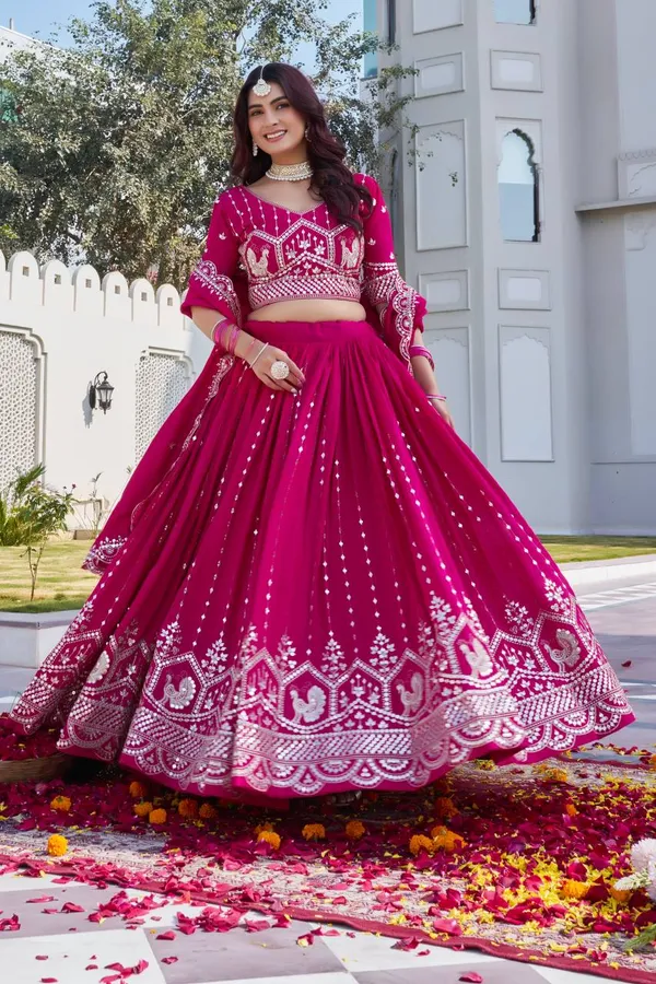 Pink_Pure_Vichitra_Lehenga_Choli_For_women